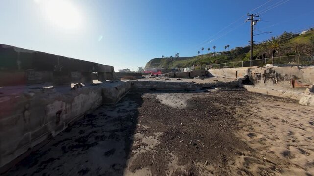 The Palisades Fire destroyed Malibu, California's beachfront properties along the Pacific Coast Highway - low altitude, fast, first-person drone flyover