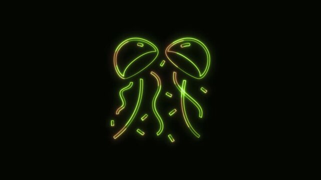 Confetti Ball Icon Neon Seamless Loop 4K Black Background Animated Promotional Typography for Video Editing