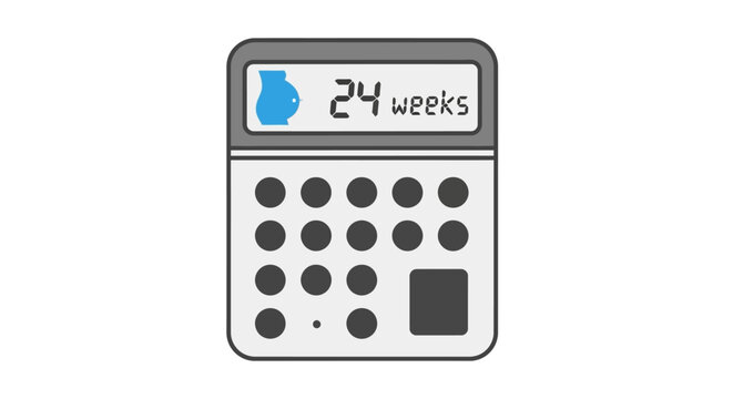 Pregnancy Calculator showing 24 Weeks with Baby Silhouette