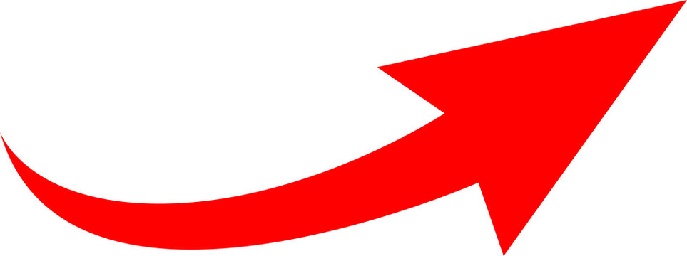 Bright red upward trending arrow icon isolated on transparent background vector illustration