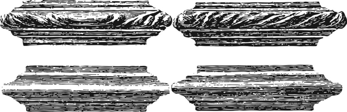 engraving set of architectural stone ledges antique rectangular rock cornice base molding decorative building elements vintage design