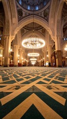 Obraz premium Interior Grandeur - A Mosques Architectural Beauty and Spiritual Ambiance.