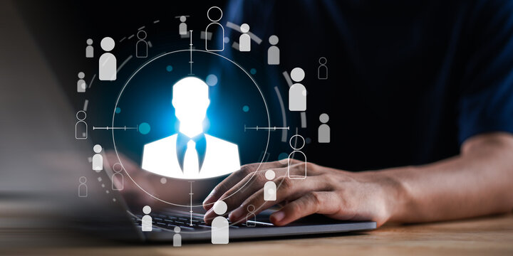 HR manager conducting human resource recruitment with talent screening, candidate evaluation, workforce analytics, employee targeting, digital hiring strategy, professional talent acquisition