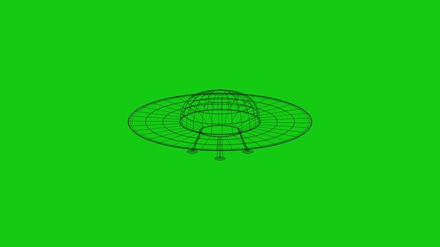 Ufo Wireframe Animation on Green Screen for Sci Fi Advertising