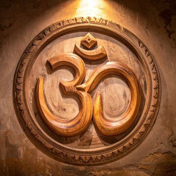 Wooden Om Symbol - A Spiritual Icon of Peace and Harmony.
