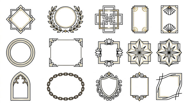 Collection of Decorative Vintage Frames and Borders Vector Set.