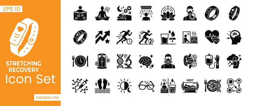 Fitness and Leg Workout Icon Set Premium Vector Silhouettes for Lower Body Exercise, Stretching, and Gym Training
