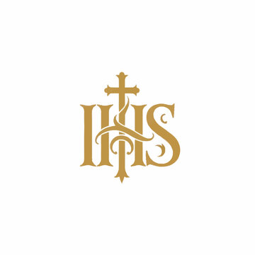 Golden IHS Monogram with Cross Symbol.