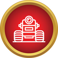 Mars rover line icon on a red background with a golden border representing space exploration © ylivdesign