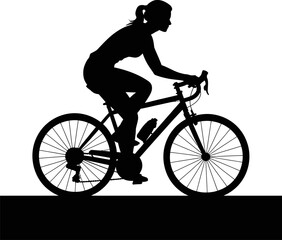 Fototapeta premium Silhouette of a woman riding a bicycle on a white background