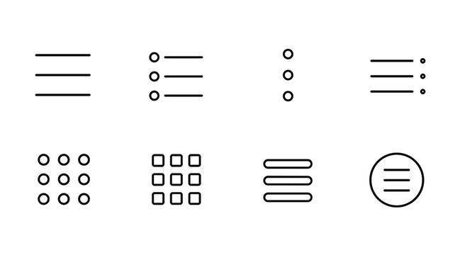 Icon set featuring various text alignment and menu line styles