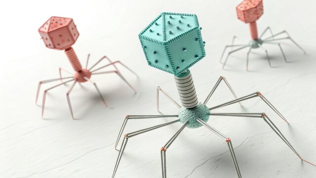 Bacteriophage virus particles 3D model