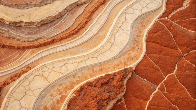 Geological rock formation with layered strata