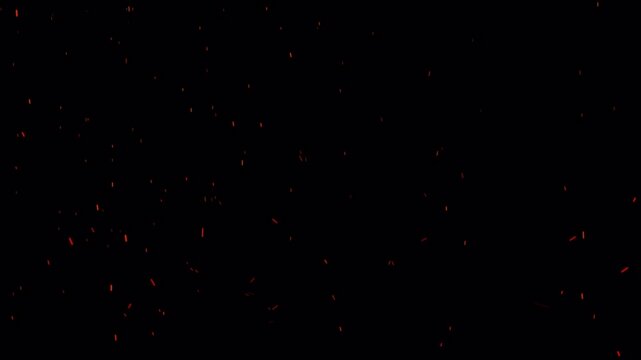 Burning fire sparks glowing embers alpha channel animation for overlaying on cinematic scenes and videos.