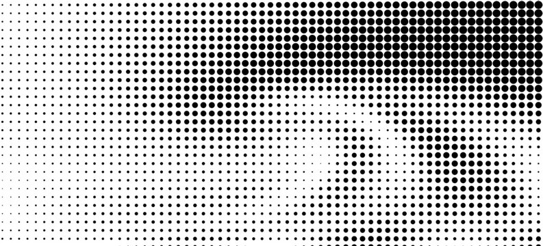 Halftone dotted abstract background. Grain gradient texture background with dots. Noise Stipple pointillism pattern. Sand, grain, grunge stipple effect. Abstract texture, engraved overlay. Vector