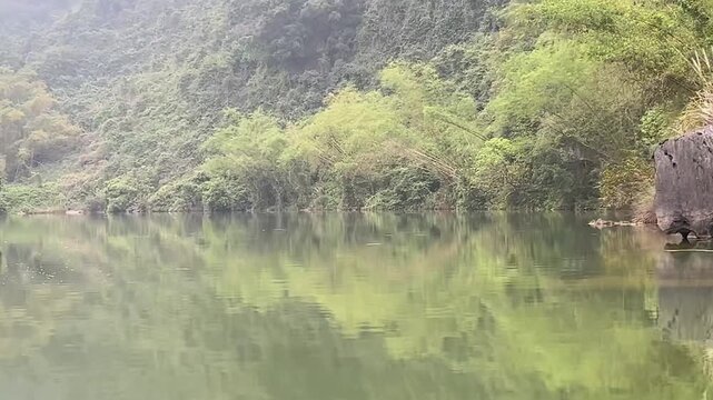 Trang An River Landscape and Limestone Mountains in Vietnam