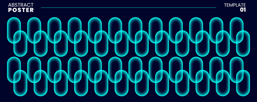 Abstract turquoise interlocking loops pattern modern geometric design template for commercial use