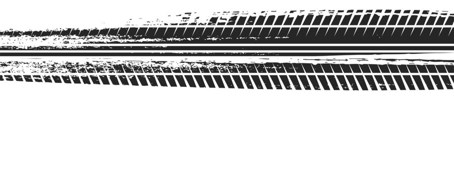 Auto tire tread grunge element. Car and motorcycle tire pattern, wheel tyre tread track. Black tyre print.