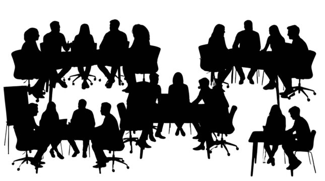 People meeting in a modern conference room isolated on transparent background, Vector