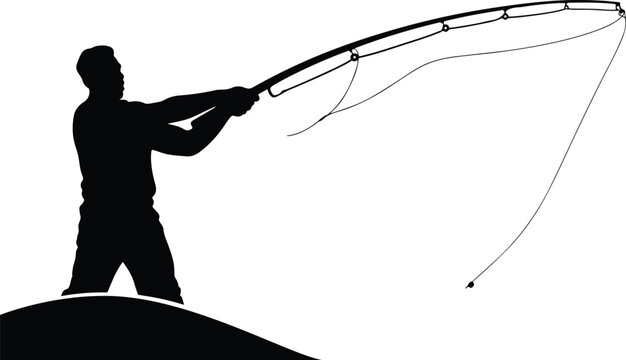 Silhouette of a man casting a fishing net