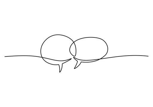 Speech bubble continuous one line drawing minimalist concept for online chat conversation.