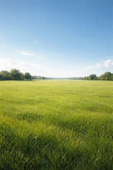 Fototapeta premium Serene green meadow under sky