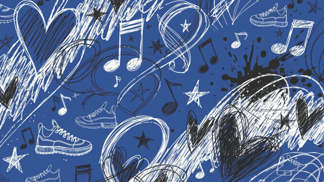 graffiti street doodle heart wallpaper vector background