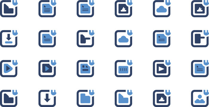 Flat download button icons set Vector