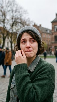 A person who holds back tears