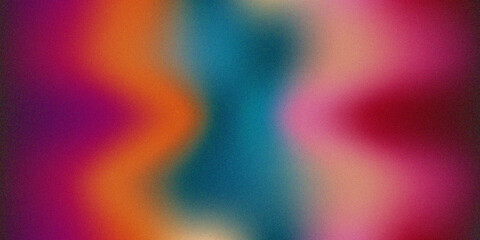 Obraz premium Vibrant abstract gradient background with grain texture blurred hues of purple, orange, teal, pink, and red create a dreamy, modern aesthetic
