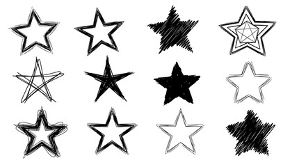 Obraz premium Collection of Hand-Drawn Star Shapes in Various Styles and Fillings
