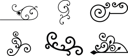 Elegant decorative swirl flourish vector ornament design set with curved line motifs for typography borders invitations frames and artistic graphic resources © MEHAR
