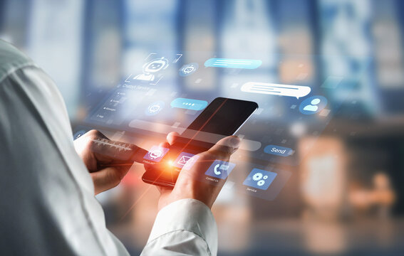 Modern AI chatbot service dashboard featuring 24 7 automated AI support, voice recognition, and omnichannel NLP AI communication. Customer experience, CRM, ask digital AI helpdesk technology. Corpus