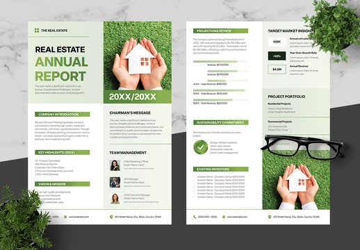 Green And Black Annual Report For Green Living Concept Real Estate