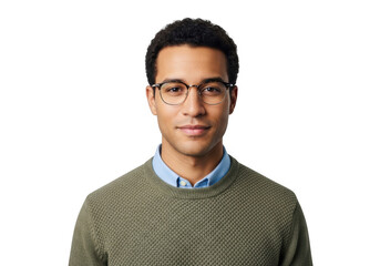 Fototapeta premium Portrait of a young man wearing glasses isolated on transparent background
