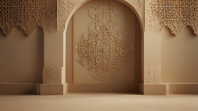 Islamic arch wall ornament elegant arabic architecture background