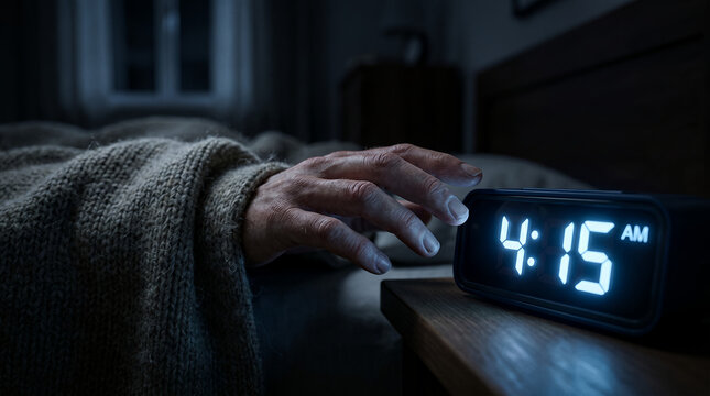 insomnia hand reaching glowing alarm clock blanket bedroom sleepless night close-up morning fatigue sleep deprivation tired authentic emotional atmosphere dark nighttime healthcare awareness restless