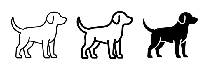 Obraz premium Dog Icons Set, Outline and Silhouette Vector Graphics for Pet Lovers