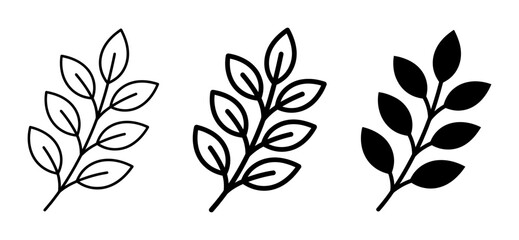 Obraz premium Botanical Branch Icons, Leaf Vector Art, Nature Elements Set, Simple Plant Graphics