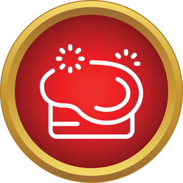 Dessert pudding line icon with sprinkles in a red circle frame
