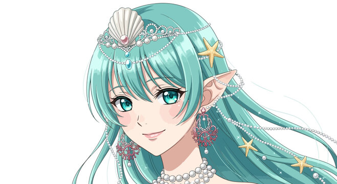 Beautiful Mermaid Princess Anime Portrait