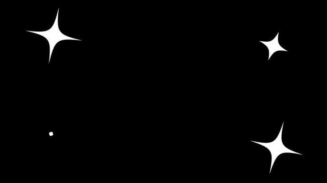 5 set Sparkling Stars Animation white color, black background. Chroma key animation. Twinkle light glitter stars sparkling, Star twinkling