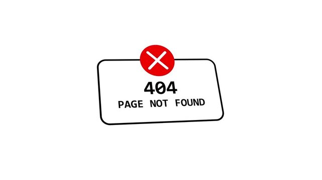 3D Animation 404 error page not found text on white background 4K Video