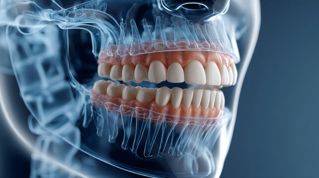 Dental Health Innovation Concept , Digital twin of human mouth with teeth and gums for dental simulation training and education