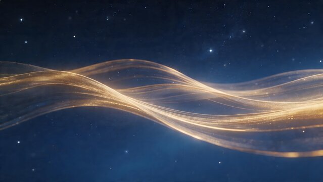 Golden flowing lines in space