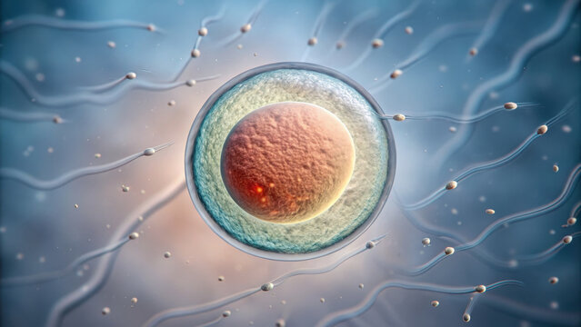 Embryo and Sperm concept ,fertilized egg embryo sperm cell reproduction biology fertilization fertilized egg transitioning
