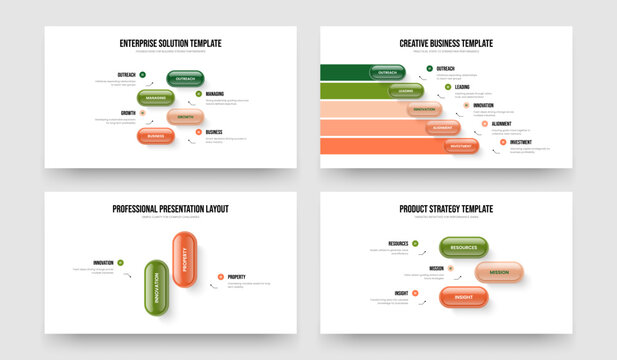 Consulting Briefing 4 5 2 3 Element Infographic Presentation Template Set. Corporate Performance Four Five Two Three Option Diagram Frame Design Vector Illustration Collection.