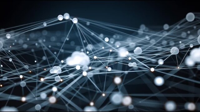 abstract innovative cyber security network, using interconnected nodes to represent business partnerships on the Smart digital Innovation city with connection network reciprocity over the smart city