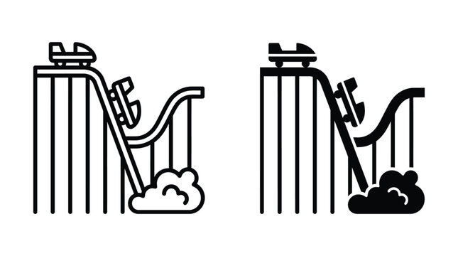 Roller coaster icon set, vector illustration isolated on white background