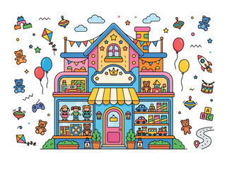 Fototapeta premium Colorful Toy Store Building.
